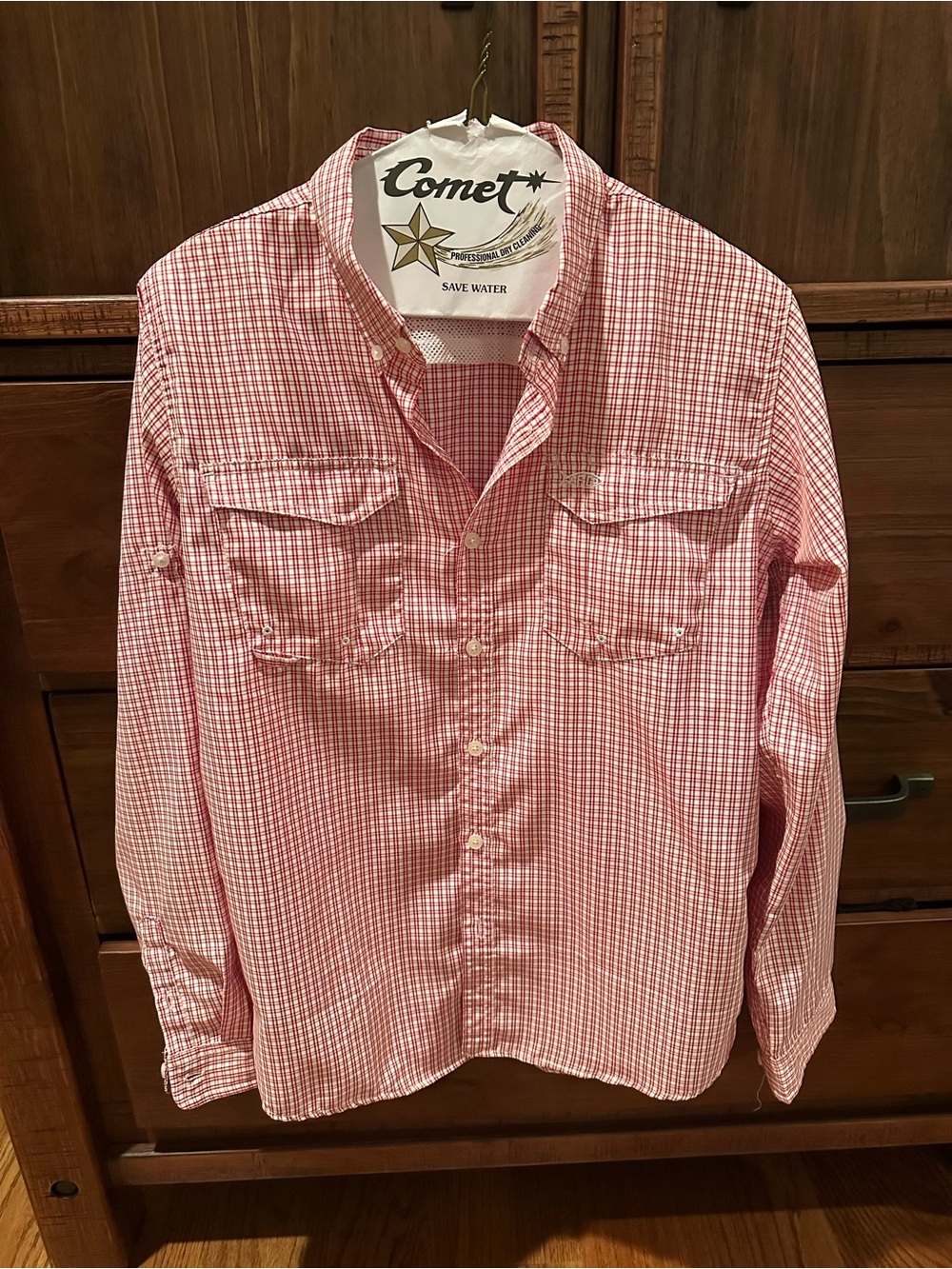 AFTCO Red & White Check Button-Down Shirt